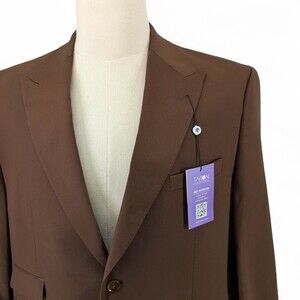 Tayion Collection Men's Classic Fit Solid Suit Jacket Blazer 44S Brown